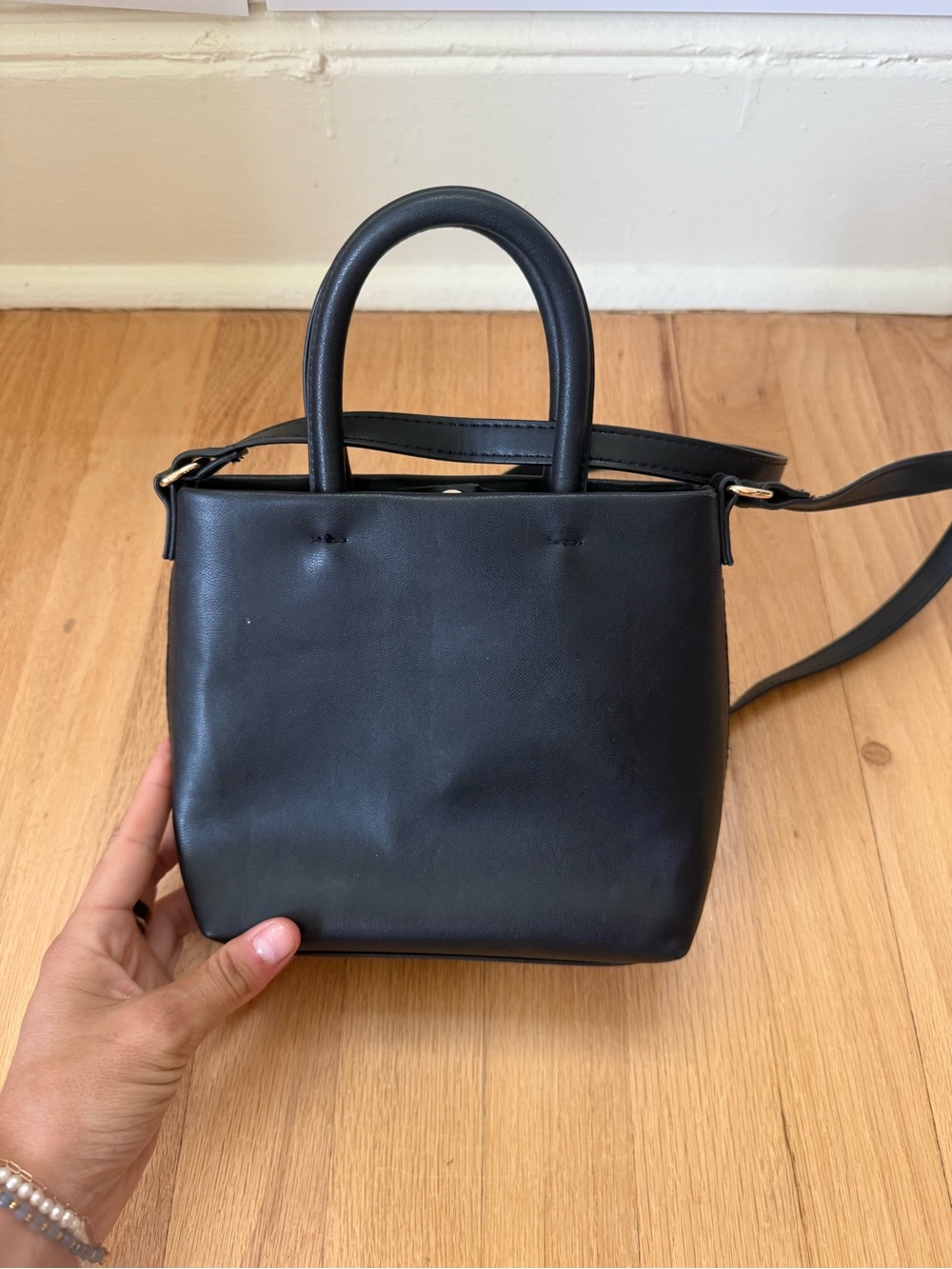 H&M Black Structured Mini Tote Crossbody